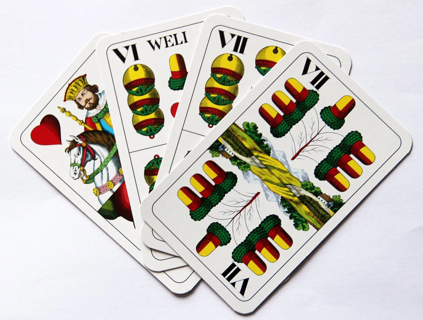 William Tell pattern court and pip cards