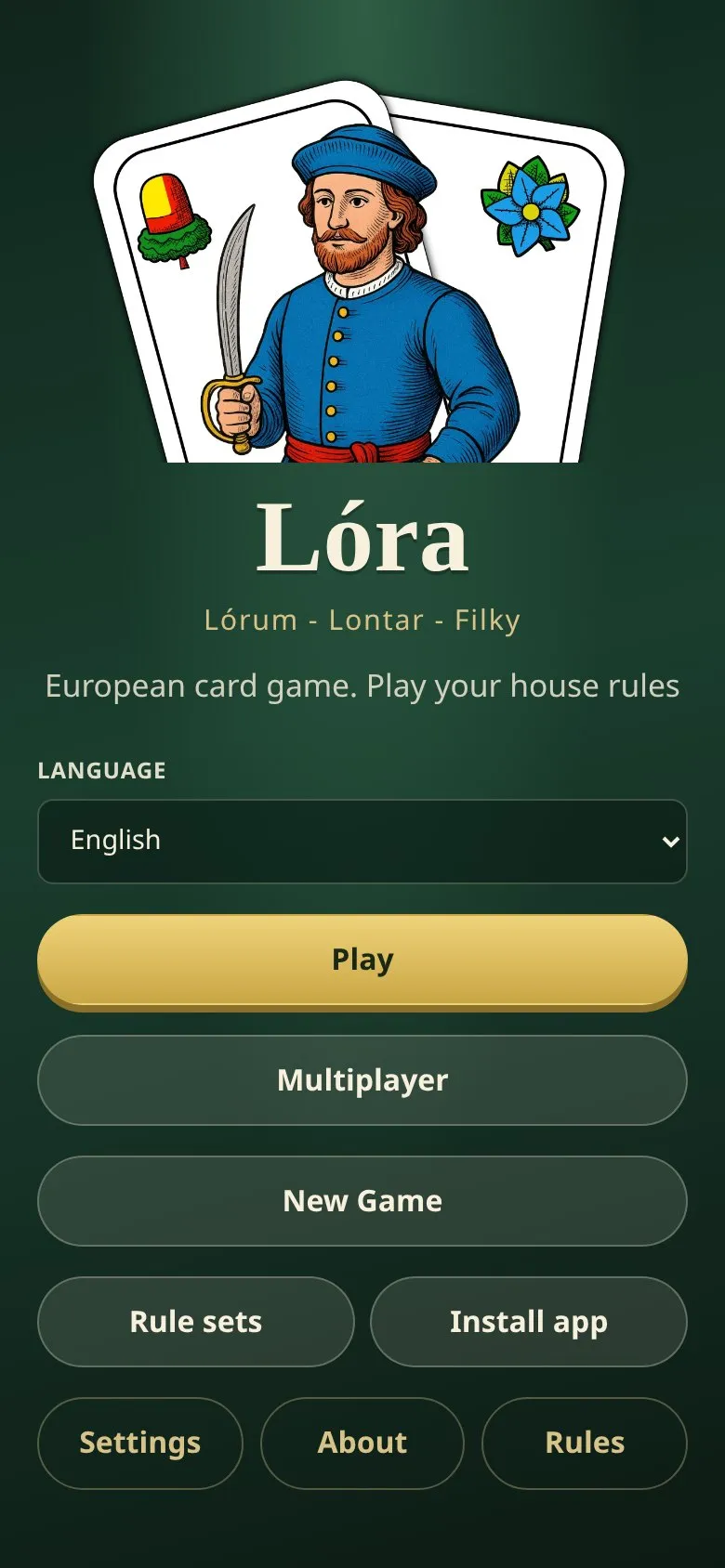 Lorum game home screen